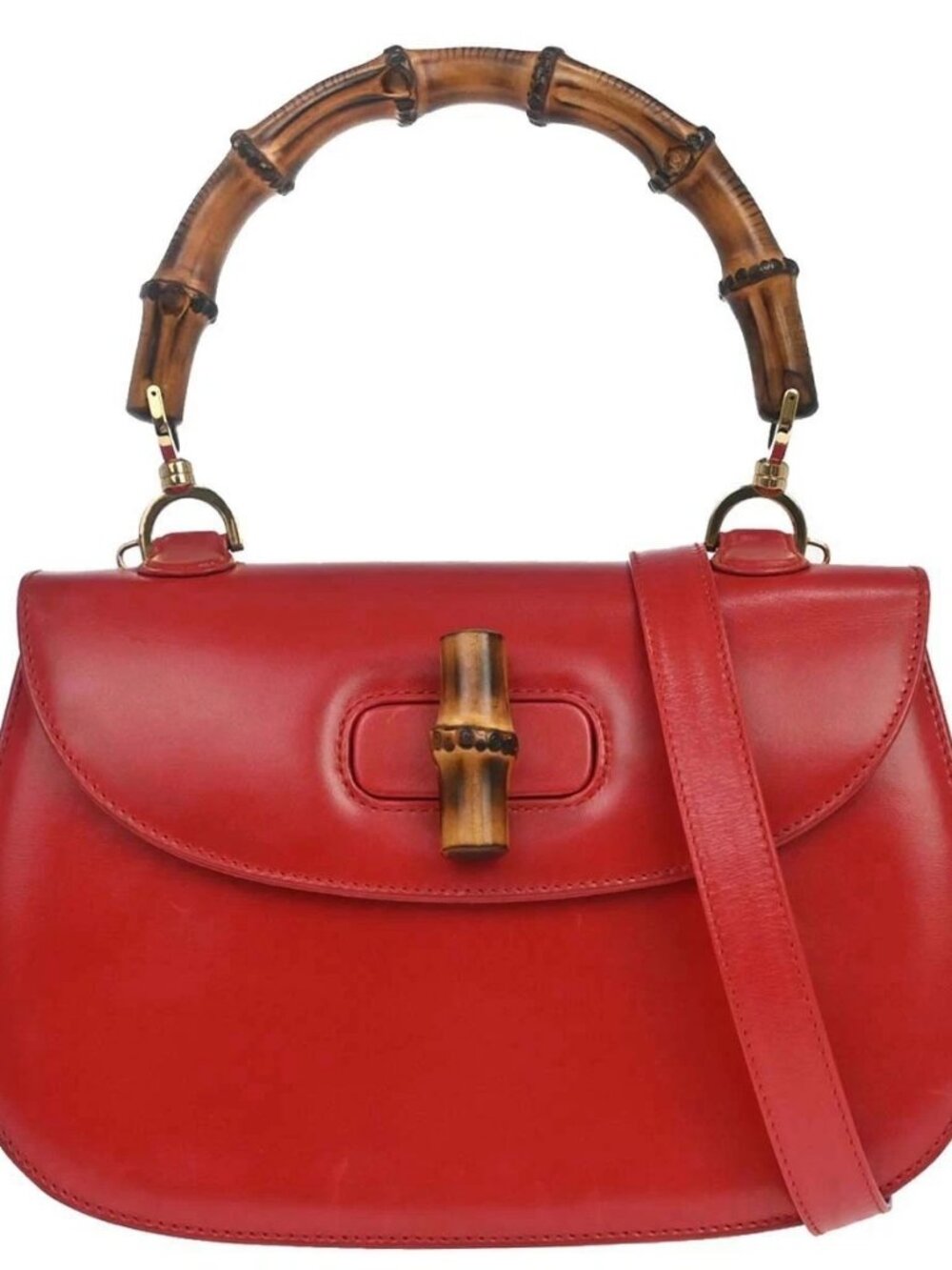 Gucci Red Bamboo 2way Handbag 000.1781.0633 168102